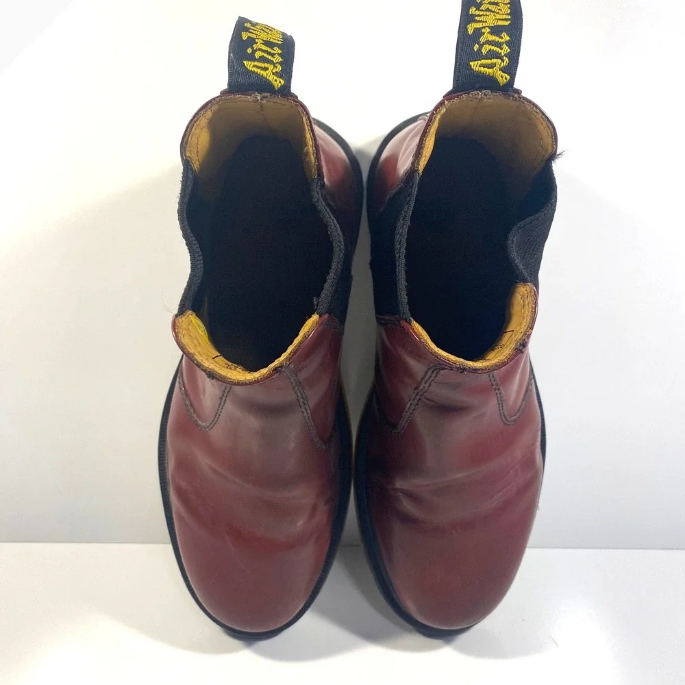 Dr. Martens Mens Size 10 Cherry Red Leather Chelsea Boots Slip-On 2976